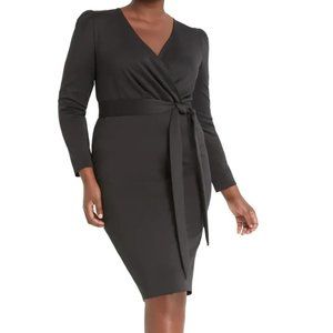 Eloquii black puff sleeve surplice dress 22 nwt